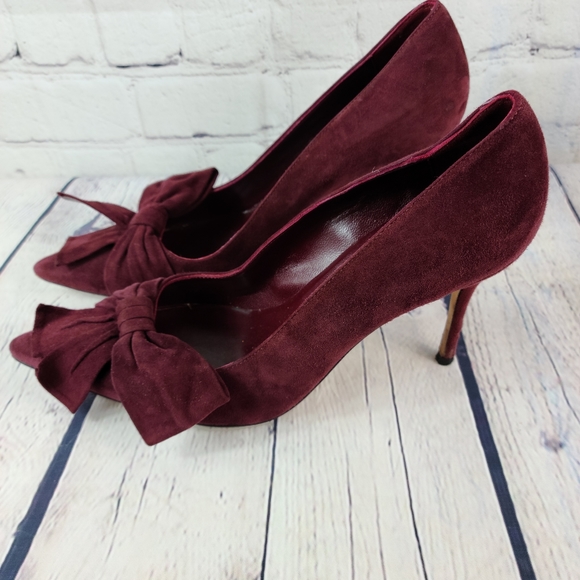 Manolo Blahnik maroon heels with bows size 37 - Picture 5 of 8